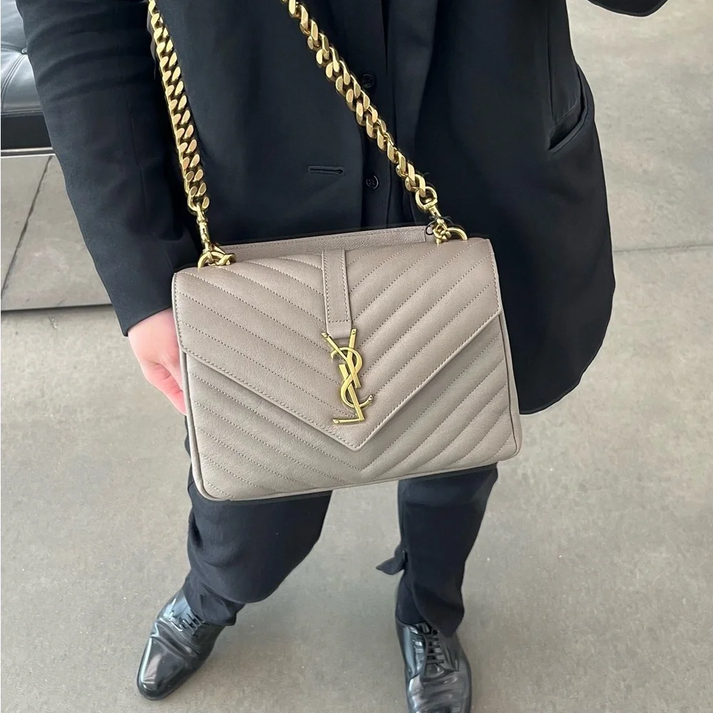 Yves Saint Laurent Beige Quilted Crossbody Bag - college medium - Picture 2 of 3